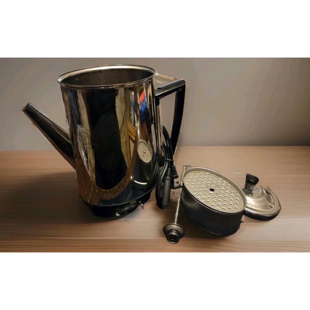 VTG General Electric Coffee Percolator 106885R Stainless Steel  Tested & Working